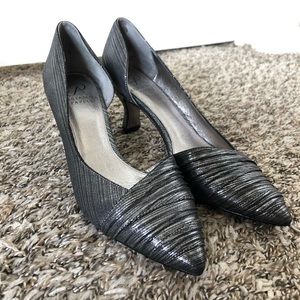 Adrianna Papell Heels Pewter Satin | Never Worn
